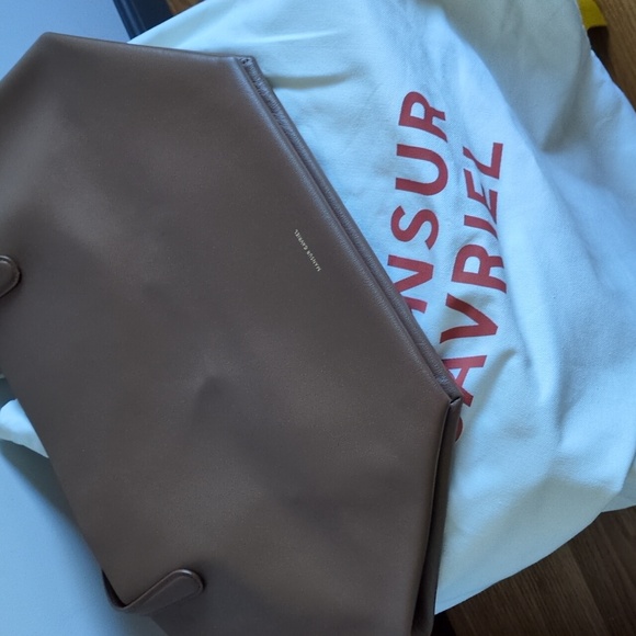 Mansur Gavriel Brown Leather Tote Bag, Yellow Interior - Picture 6 of 7